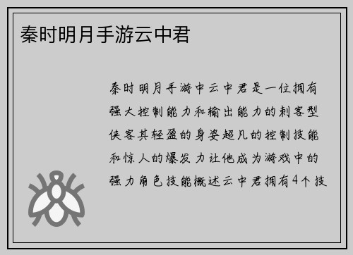 秦时明月手游云中君